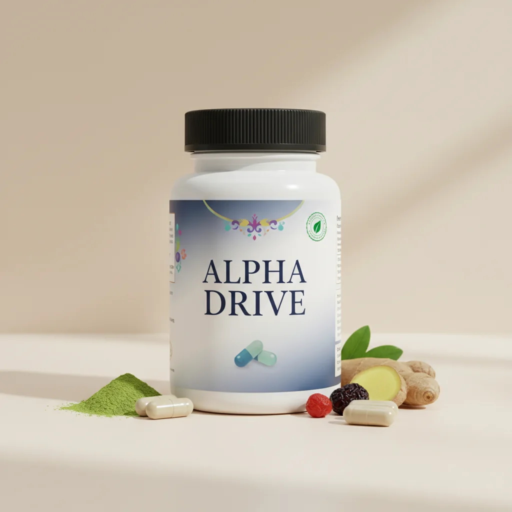 Alpha Drive voedingssupplement - witte pot met blauwe accent